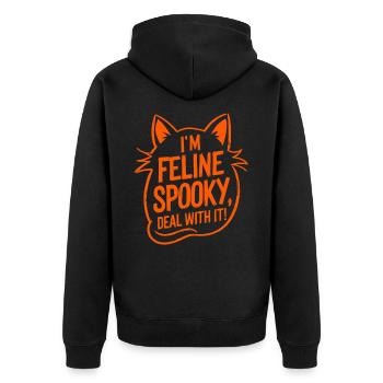 I'm Feline Spooky Cats Halloween Saying - Unisex Premium Organic Zip Hoodie - black - Back - Nico (187cm)