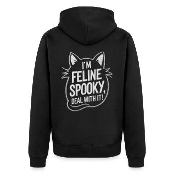 I'm Feline Spooky Cats Halloween Saying - Unisex Premium Organic Zip Hoodie - black - Back - Nico (187cm)