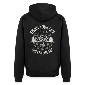 Hopfen am See Vacances Randonnée en montagne - Veste à capuche bio Premium Unisexe - noir - Dos - Nico (187cm)