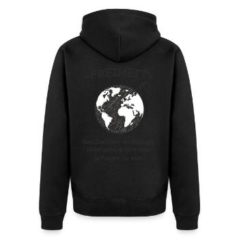 Freiheit der Zustand - Unisex Premium Bio Zip Hoodie - Schwarz - Hinten - Nico (187cm)