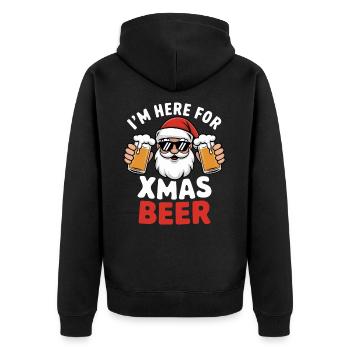 Weihnachtsmann Bier Weihnachten Spruch - Unisex Premium Bio Zip Hoodie - Schwarz - Hinten - Nico (187cm)