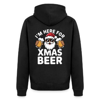 Weihnachtsmann Bier Weihnachten Spruch - Unisex Premium Bio Zip Hoodie - Schwarz - Hinten - Nico (187cm)