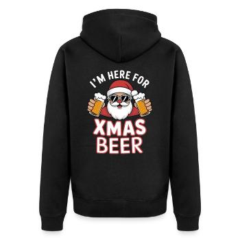 Weihnachtsmann Bier Weihnachten Spruch - Unisex Premium Bio Zip Hoodie - Schwarz - Hinten - Nico (187cm)