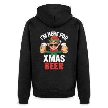 Elf Xmas Beer Christmas Quote - Unisex Premium Organic Zip Hoodie - black - Back - Nico (187cm)