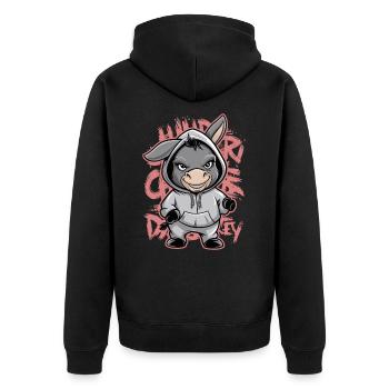 Esel Urban Animal Style Tierliebhaber - Unisex Premium Bio Zip Hoodie - Schwarz - Hinten - Nico (187cm)