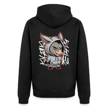 Esel Urban Animal Style Tierliebhaber - Unisex Premium Bio Zip Hoodie - Schwarz - Hinten - Nico (187cm)