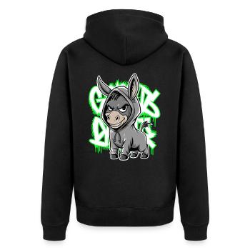 Esel Urban Animal Style Tierliebhaber - Unisex Premium Bio Zip Hoodie - Schwarz - Hinten - Nico (187cm)