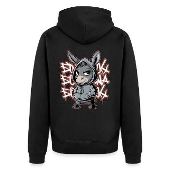Esel Urban Animal Style Tierliebhaber - Unisex Premium Bio Zip Hoodie - Schwarz - Hinten - Nico (187cm)