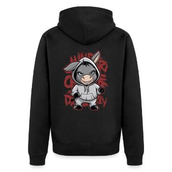 Esel Urban Animal Style Tierliebhaber - Unisex Premium Bio Zip Hoodie - Schwarz - Hinten - Nico (187cm)