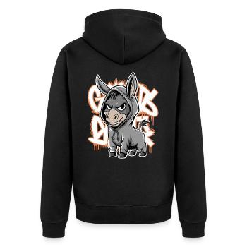 Esel Urban Animal Style Tierliebhaber - Unisex Premium Bio Zip Hoodie - Schwarz - Hinten - Nico (187cm)