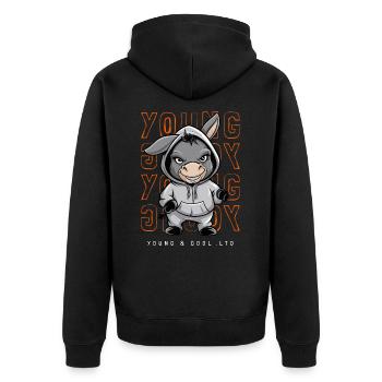 âne jeune et cool amoureux des animaux - Veste à capuche bio Premium Unisexe - noir - Dos - Nico (187cm)