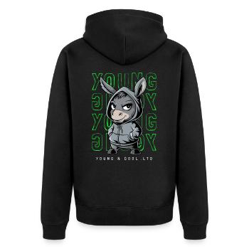 âne jeune et cool amoureux des animaux - Veste à capuche bio Premium Unisexe - noir - Dos - Nico (187cm)