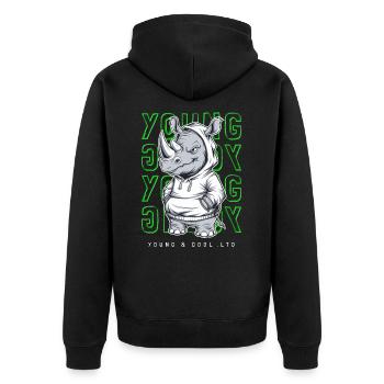 Rhinocéros jeune et cool amoureux des animaux - Veste à capuche bio Premium Unisexe - noir - Dos - Nico (187cm)