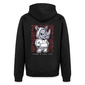 Rhinocéros jeune et cool amoureux des animaux - Veste à capuche bio Premium Unisexe - noir - Dos - Nico (187cm)