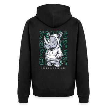 Rhinocéros jeune et cool amoureux des animaux - Veste à capuche bio Premium Unisexe - noir - Dos - Nico (187cm)