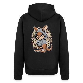 Kangourou Kangourou Animaux australiens - Veste à capuche bio Premium Unisexe - noir - Dos - Nico (187cm)