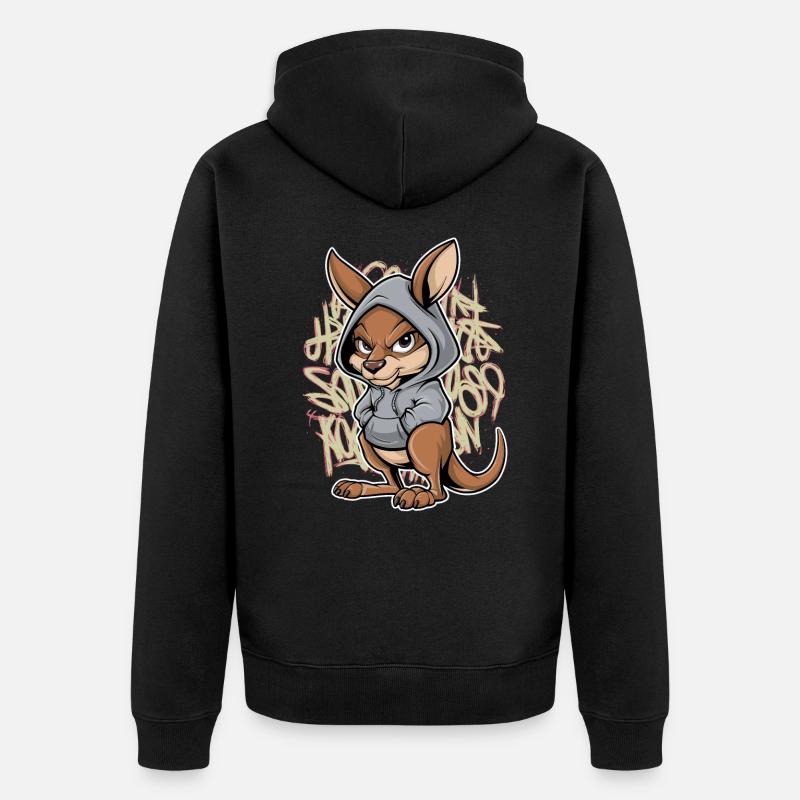 Känguru Kangaroo Australische Tiere - Unisex Premium Bio Zip Hoodie - Schwarz
