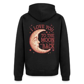 Je t’aime jusqu’à la Lune et retour Saint-Valentin - Veste à capuche bio Premium Unisexe - noir - Dos - Nico (187cm)