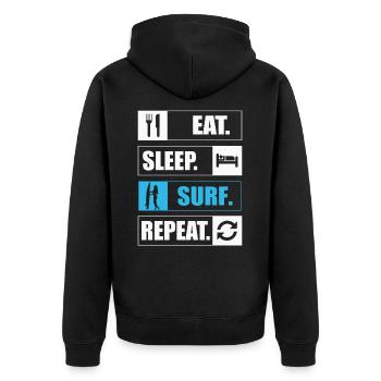 Eat Sleep Surf Repeat Surfen - Unisex Premium Organic Zip Hoodie - black - Back - Nico (187cm)