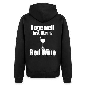 Wine Lover Foodie Quote - Unisex Premium Organic Zip Hoodie - black - Back - Nico (187cm)