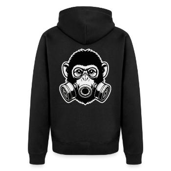 Affen-Gasmaske - Unisex Premium Bio Zip Hoodie - Schwarz - Hinten - Nico (187cm)