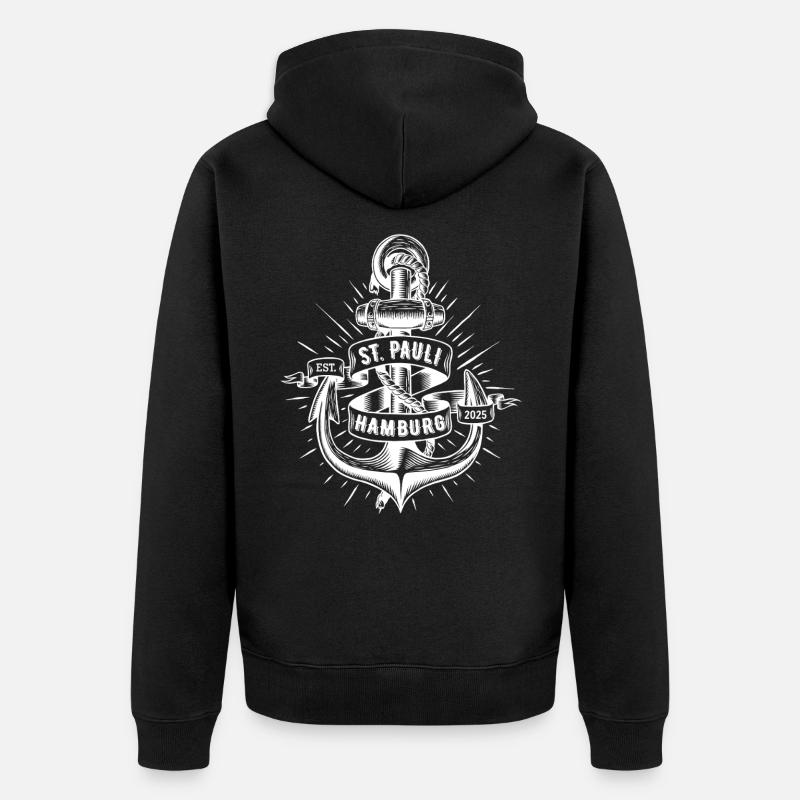 St. Pauli Anker Reeperbahn Kiez - Veste à capuche bio Premium Unisexe - noir