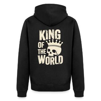 Skull and crossbones with crown King of the World - Unisex Premium Organic Zip Hoodie - black - Back - Nico (187cm)