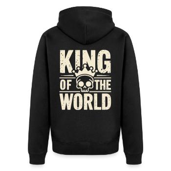 Skull and crossbones with crown King of the World - Unisex Premium Organic Zip Hoodie - black - Back - Nico (187cm)
