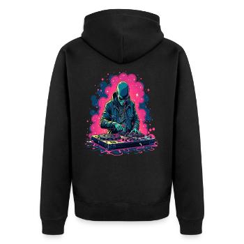 Alien Extraterrestrial DJ Music - Unisex Premium Organic Zip Hoodie - black - Back - Nico (187cm)