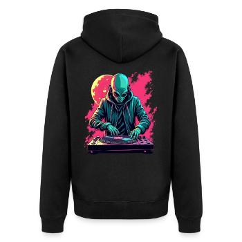 Alien Extraterrestre DJ Musique - Veste à capuche bio Premium Unisexe - noir - Dos - Nico (187cm)