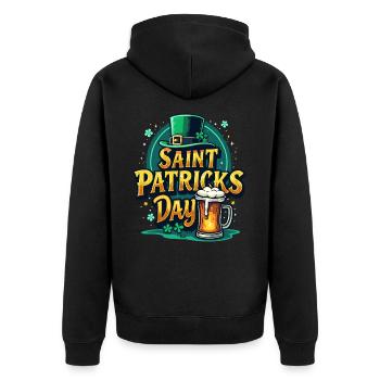 Saint Patrick's Day Beer - Unisex Premium Organic Zip Hoodie - black - Back - Nico (187cm)