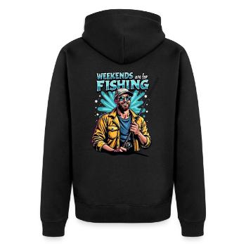 Weekends are for Fishing Fischen Angeln - Unisex Premium Organic Zip Hoodie - black - Back - Nico (187cm)