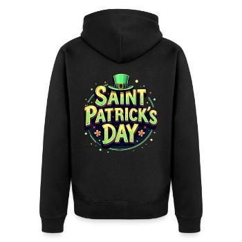 Saint Patrick's Day Beer - Unisex Premium Organic Zip Hoodie - black - Back - Nico (187cm)