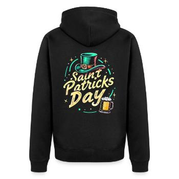 Saint Patrick's Day Beer - Unisex Premium Organic Zip Hoodie - black - Back - Nico (187cm)