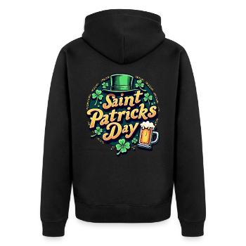 Saint Patrick's Day Beer - Unisex Premium Organic Zip Hoodie - black - Back - Nico (187cm)