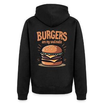 Burgers are my Soulmate Hamburger Fast Food - Unisex Premium Bio Zip Hoodie - Schwarz - Hinten - Nico (187cm)