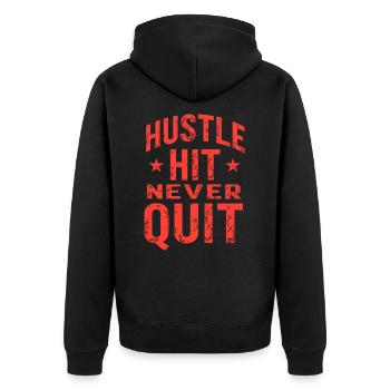 Hustle Hit Never Quit Athlete Fitness - Unisex Premium Organic Zip Hoodie - black - Back - Nico (187cm)
