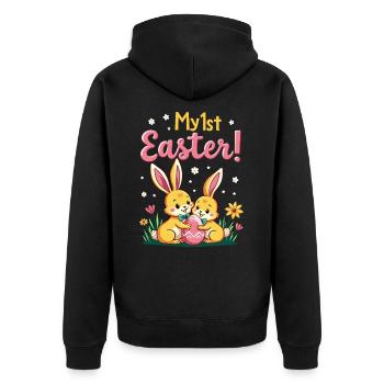 Mes 1ÈRES Lapins de Pâques Doux Pâques Première Pâques - Veste à capuche bio Premium Unisexe - noir - Dos - Nico (187cm)