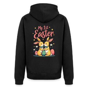 Mes 1ÈRES Lapins de Pâques Doux Pâques Première Pâques - Veste à capuche bio Premium Unisexe - noir - Dos - Nico (187cm)