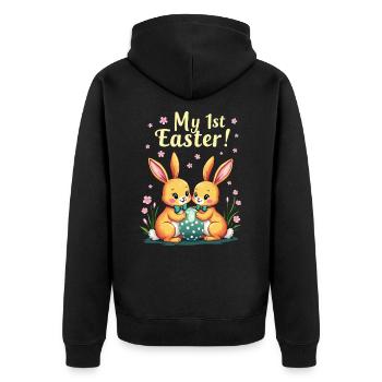 Mes 1ÈRES Lapins de Pâques Doux Pâques Première Pâques - Veste à capuche bio Premium Unisexe - noir - Dos - Nico (187cm)