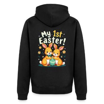 Mes 1ÈRES Lapins de Pâques Doux Pâques Première Pâques - Veste à capuche bio Premium Unisexe - noir - Dos - Nico (187cm)