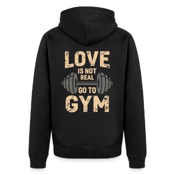L’amour n’est pas réel – Aller à la salle de sport - Gym Spruch - Veste à capuche bio Premium Unisexe - noir - Dos - Nico (187cm)
