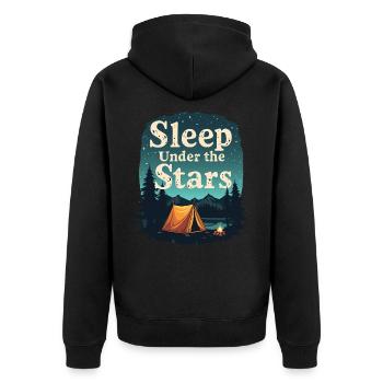 Sleep Under the Stars Camping & Outdoor Adventure - Unisex Premium Organic Zip Hoodie - black - Back - Nico (187cm)