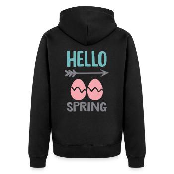 Bonjour le design printanier avec des œufs de Pâques - Veste à capuche bio Premium Unisexe - noir - Dos - Nico (187cm)