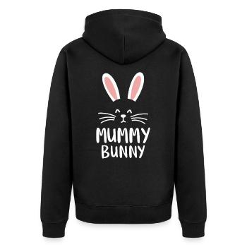 Mummy Bunny Osterdesign für Hasenfans - Unisex Premium Bio Zip Hoodie - Schwarz - Hinten - Nico (187cm)