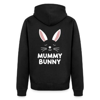 Mummy Bunny Osterdesign für Hasenfans - Unisex Premium Bio Zip Hoodie - Schwarz - Hinten - Nico (187cm)