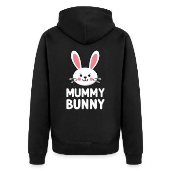 Mummy Bunny Osterdesign für Hasenfans - Unisex Premium Bio Zip Hoodie - Schwarz - Hinten - Nico (187cm)