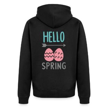Bonjour le design printanier avec des œufs de Pâques - Veste à capuche bio Premium Unisexe - noir - Dos - Nico (187cm)