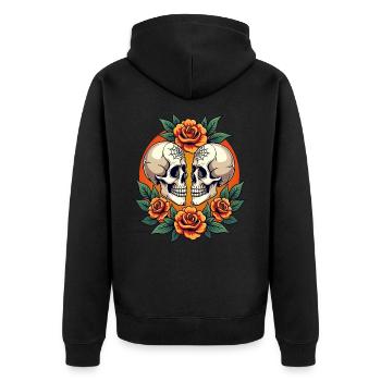Crânes & Fleurs Sombre Esthétique Floral - Veste à capuche bio Premium Unisexe - noir - Dos - Nico (187cm)