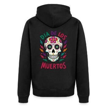 Totenkopf Mexico Día de los Muertos Skull - Unisex Premium Organic Zip Hoodie - black - Back - Nico (187cm)